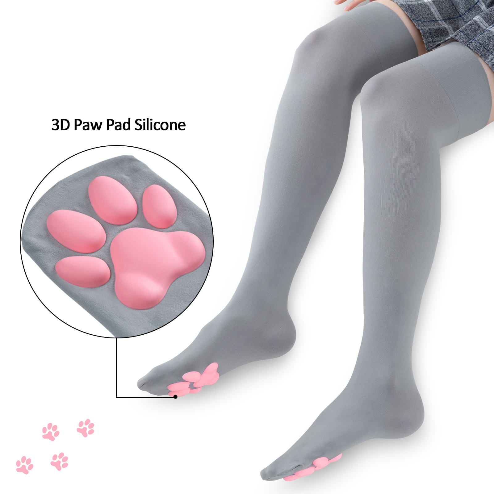 3D Paw Pad Long Silk Stockings