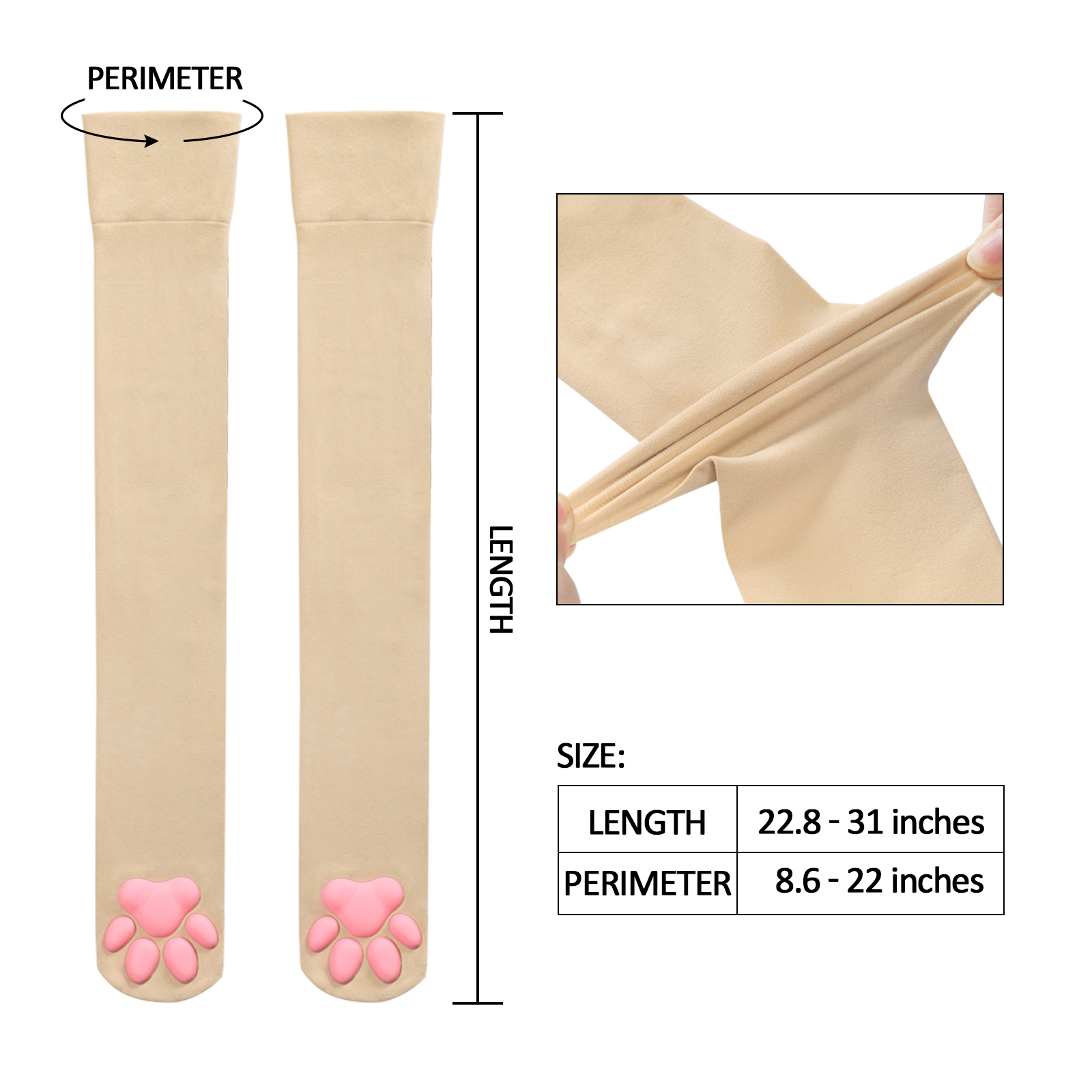 3D Paw Pad Long Silk Stockings