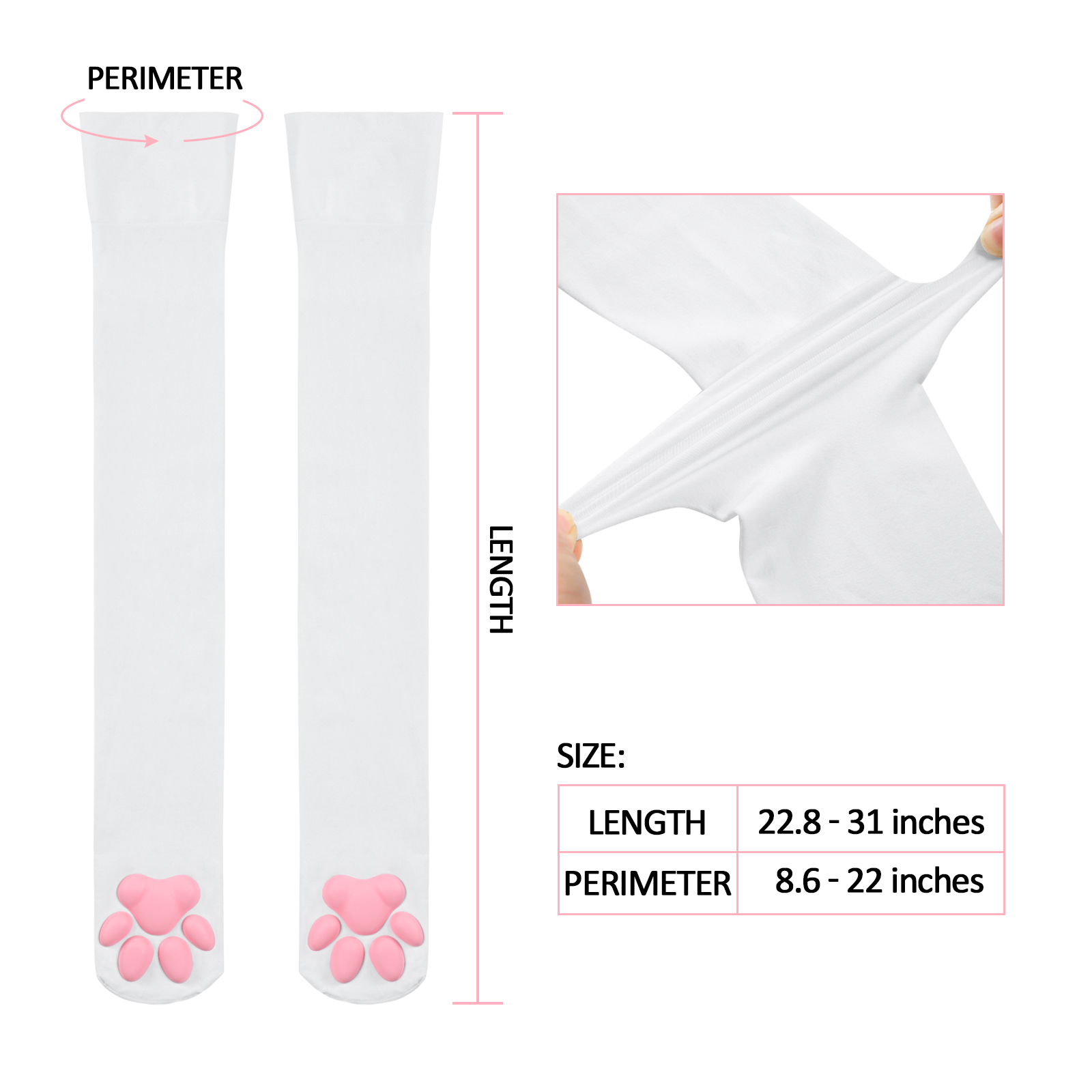 3D Paw Pad Long Silk Stockings