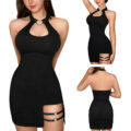 Vampy Collared Bodycon Mini Dress