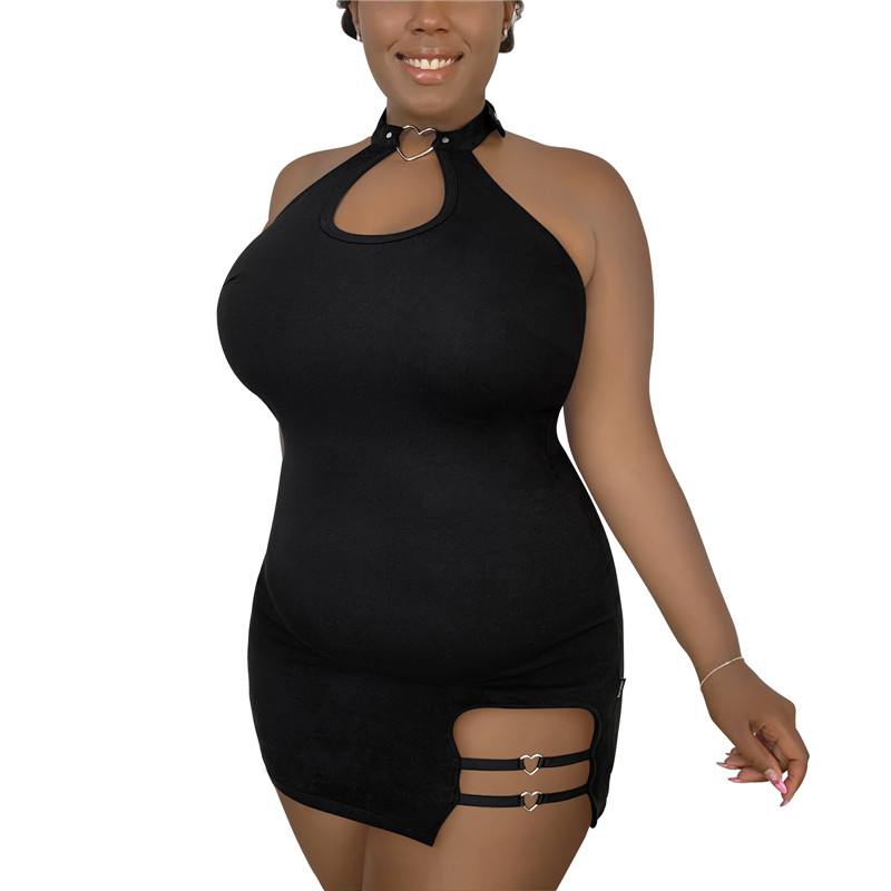 Vampy Collared Bodycon Mini Dress