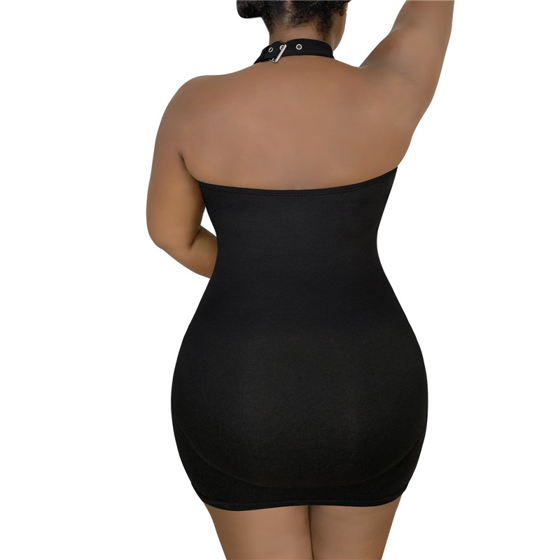 Vampy Collared Bodycon Mini Dress