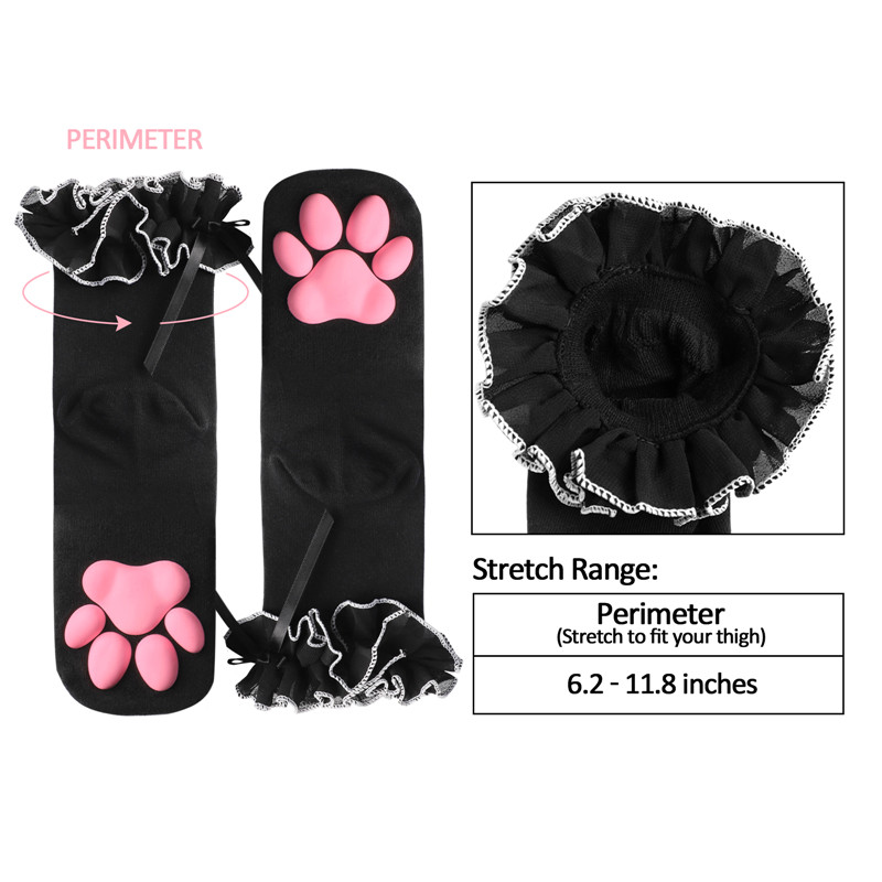 3D Paw Pad Lace Ruffle Frilly Ankle Socks