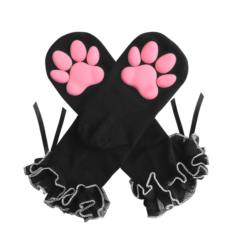 3D Paw Pad Lace Ruffle Frilly Ankle Socks