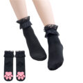 3D Paw Pad Lace Trim Cotton Frilly Ankle Socks