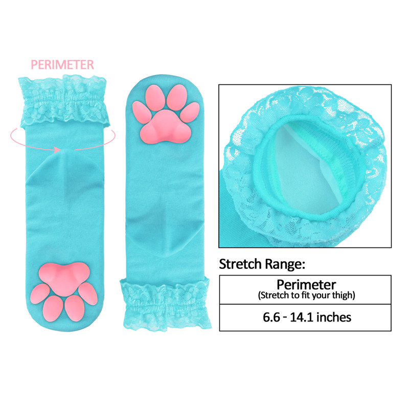 3D Paw Pad Lace Trim Cotton Frilly Ankle Socks