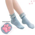 3D Paw Pad Lace Trim Cotton Frilly Ankle Socks