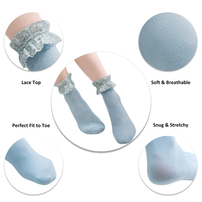 3D Paw Pad Lace Trim Cotton Frilly Ankle Socks