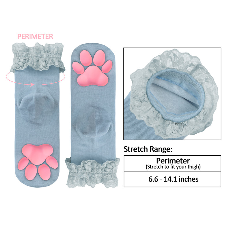 3D Paw Pad Lace Trim Cotton Frilly Ankle Socks