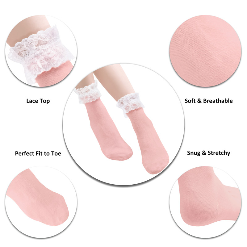 3D Paw Pad Lace Trim Cotton Frilly Ankle Socks