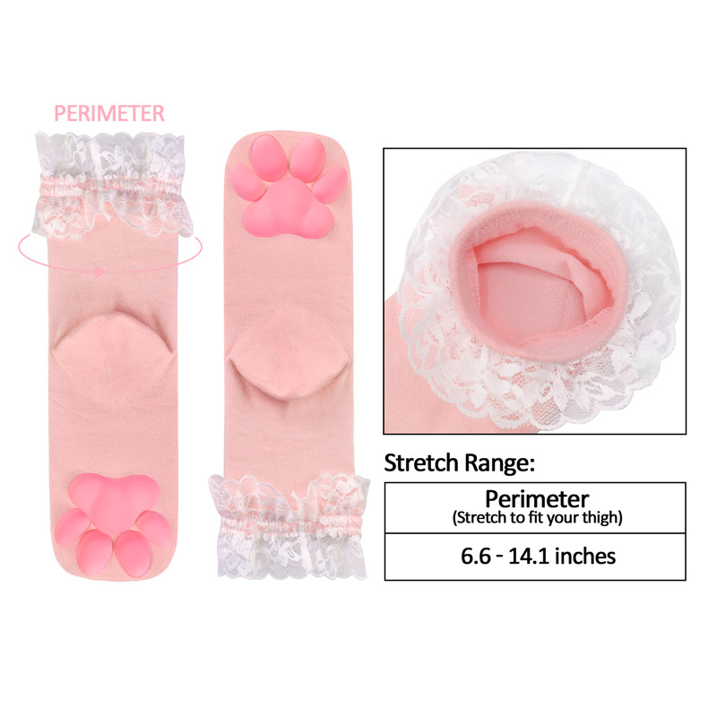 3D Paw Pad Lace Trim Cotton Frilly Ankle Socks