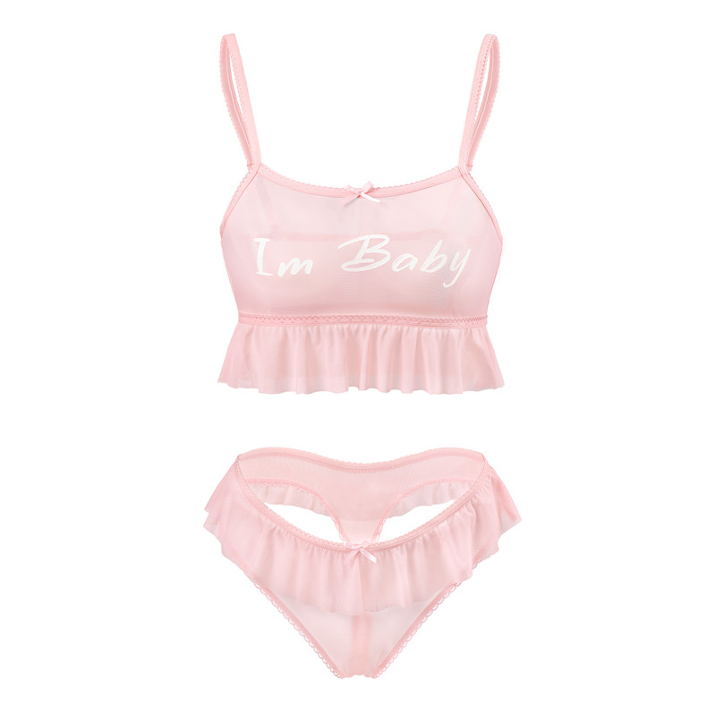 I&apos;m Baby Mesh Tutu Thong Bralette Set