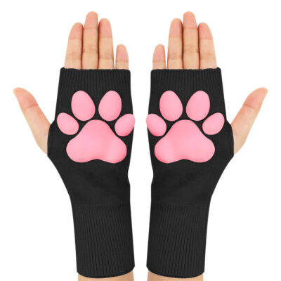 3D Paw Pad Fingerless Cashmere Gloves