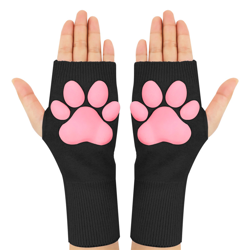 3D Paw Pad Fingerless Cashmere Gloves