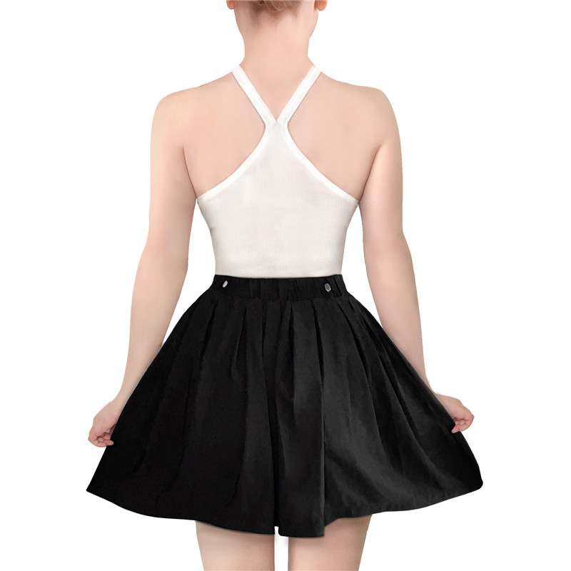 3-way goth bondage a-line pleated mini circle skirt