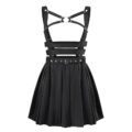 3-way goth bondage a-line pleated mini circle skirt