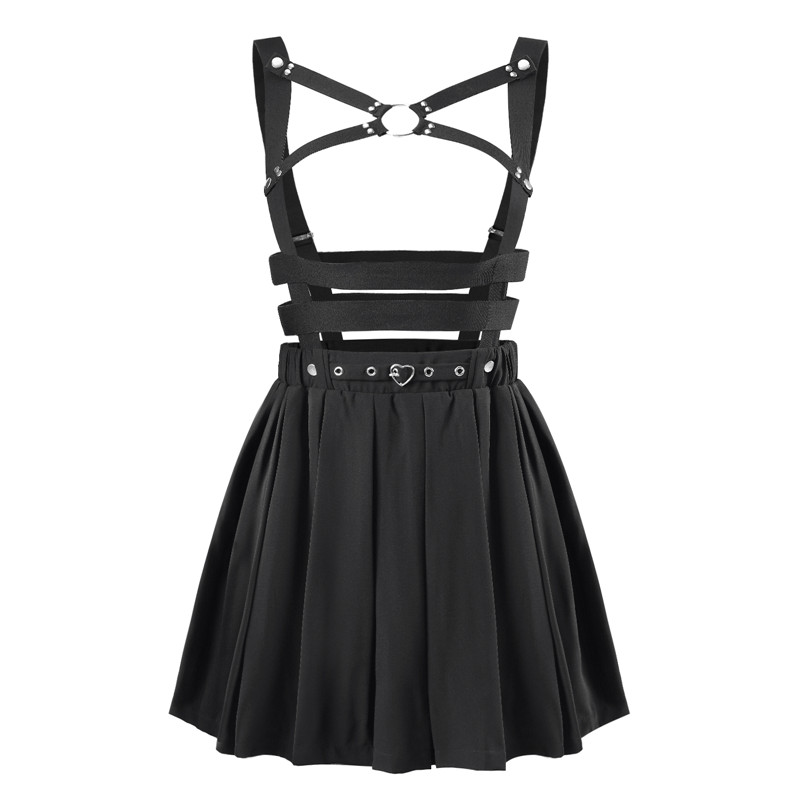 3-way goth bondage a-line pleated mini circle skirt
