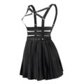 3-way goth bondage a-line pleated mini circle skirt