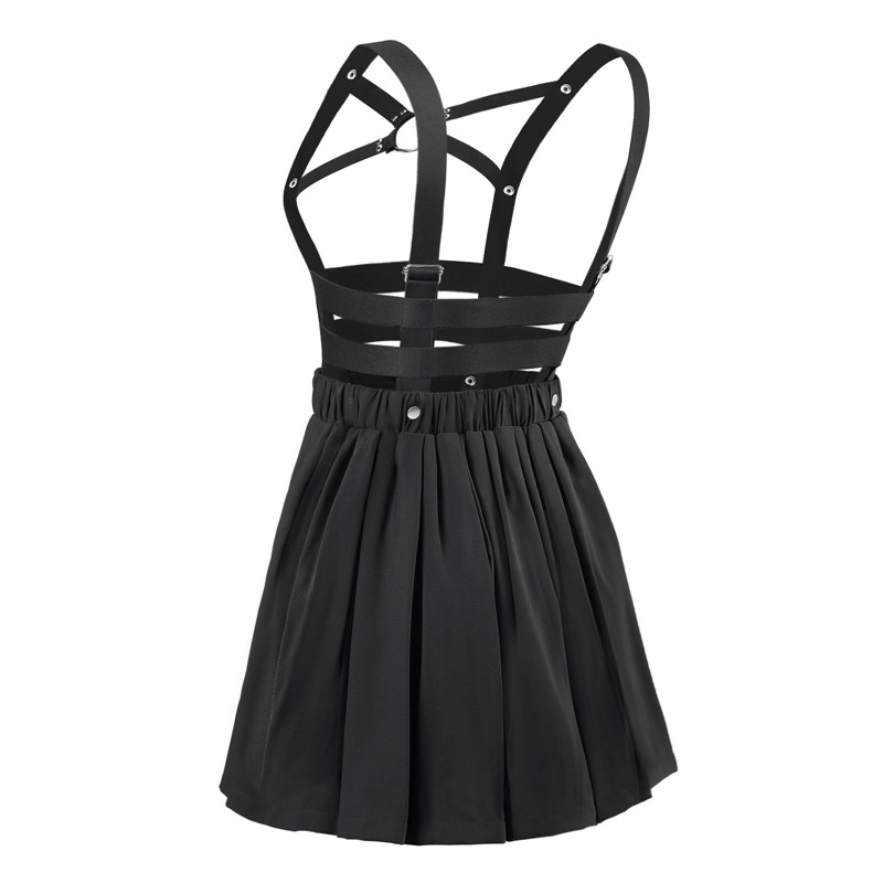 3-way goth bondage a-line pleated mini circle skirt