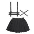 3-way goth bondage a-line pleated mini circle skirt