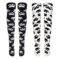 Cute Coral Fleece Thigh High Long Paws Patten Socks 2 Pairs-Black Paws