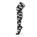 Cute Coral Fleece Thigh High Long Paws Patten Socks 2 Pairs-Black Paws