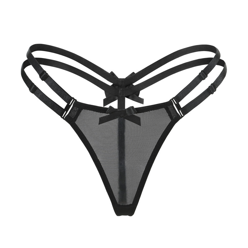 "Delilah" Two Strap Bondage Style Bow-Back Thong