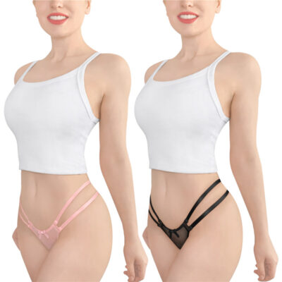 "Delilah" Two Strap Bondage Style Bow-Back Thong