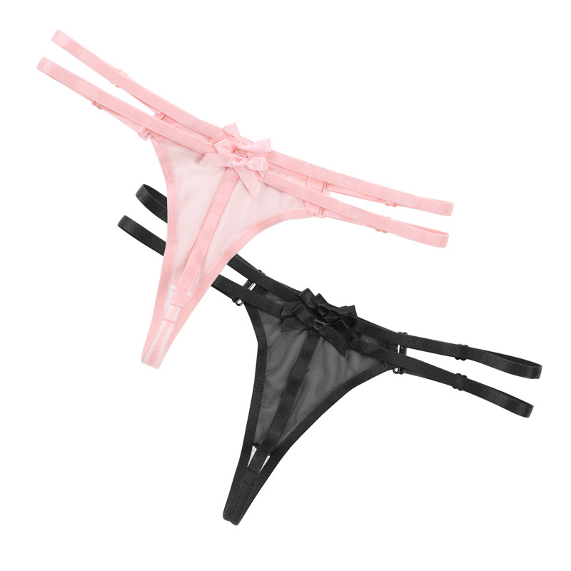 "Delilah" Two Strap Bondage Style Bow-Back Thong