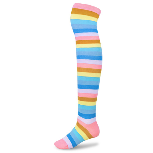 Striped Tube Thigh High Socks 3 Pairs Set