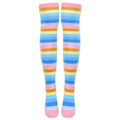 Striped Tube Thigh High Socks 3 Pairs Set