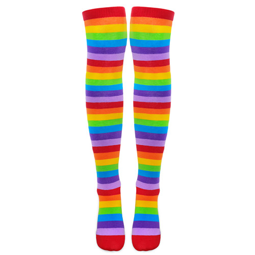 Striped Tube Thigh High Socks 3 Pairs Set