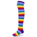 Striped Tube Thigh High Socks 3 Pairs Set