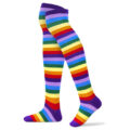 Striped Tube Thigh High Socks 3 Pairs Set