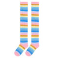 Striped Tube Thigh High Socks 3 Pairs Set