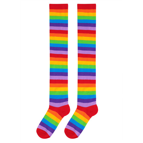 Striped Tube Thigh High Socks 3 Pairs Set