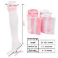 Knee High School Girl Long Striped Tube Socks – White & Pink