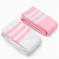 Knee High School Girl Long Striped Tube Socks – White & Pink