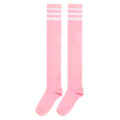 Knee High School Girl Long Striped Tube Socks – White & Pink