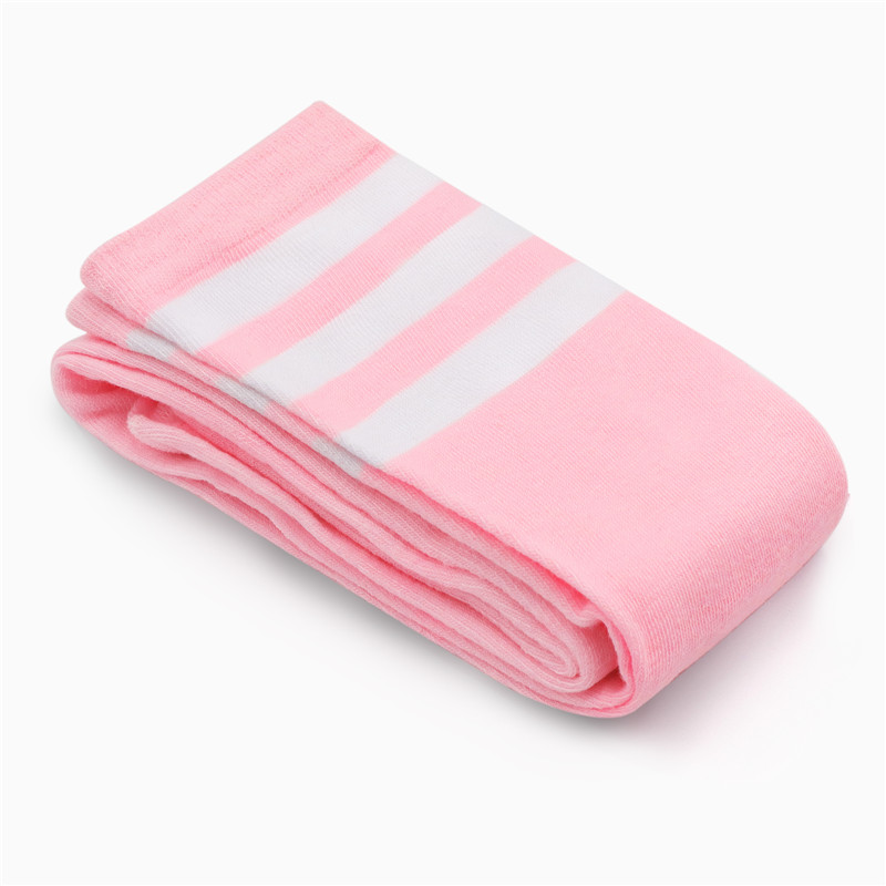 Knee High School Girl Long Striped Tube Socks – White & Pink