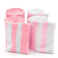 Knee High School Girl Long Striped Tube Socks – White & Pink