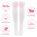 Knee High School Girl Long Striped Tube Socks – White & Pink