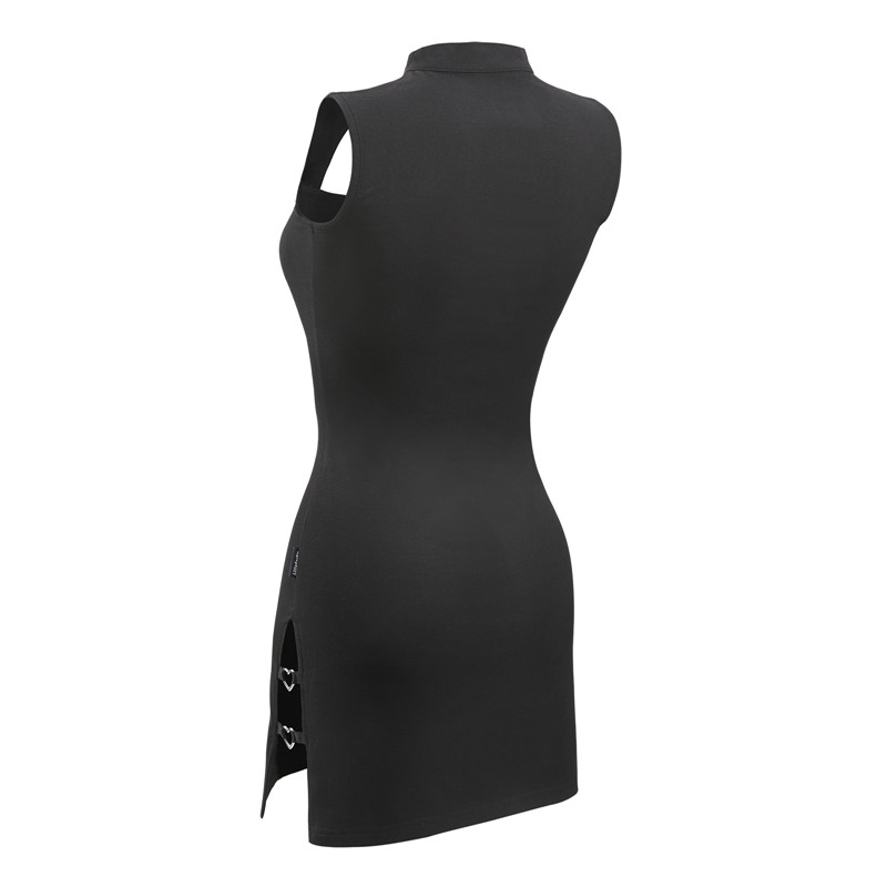 Cyber Goth Bodycon Collared Mini Dress