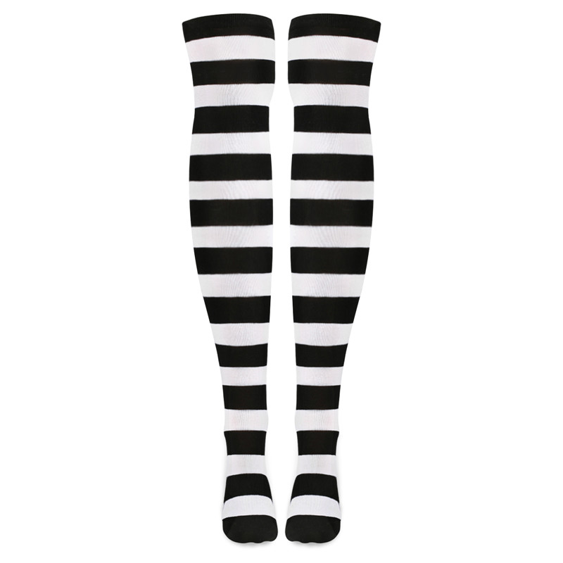 Knee High School Girl Long Striped Socks – Pink and Black