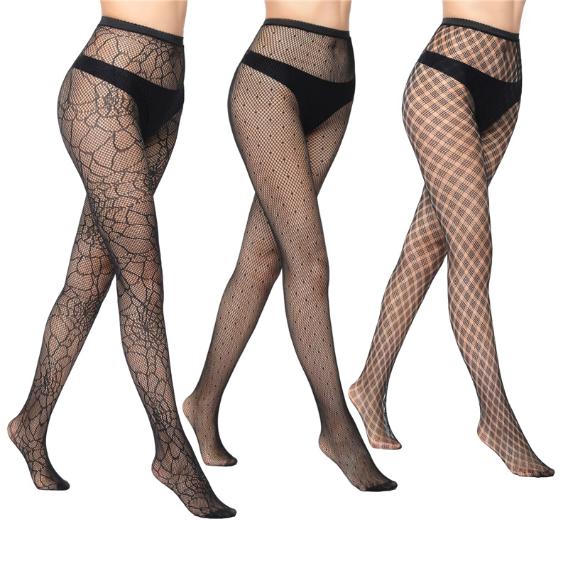 High Waist Tights Fishnet Mesh Net Stockings 3 Pairs