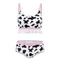 Milk Cow Print Bralette Set