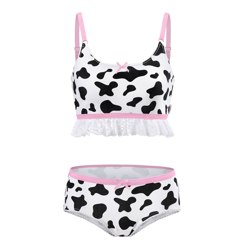 Milk Cow Print Bralette Set