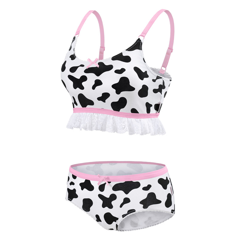 Milk Cow Print Bralette Set