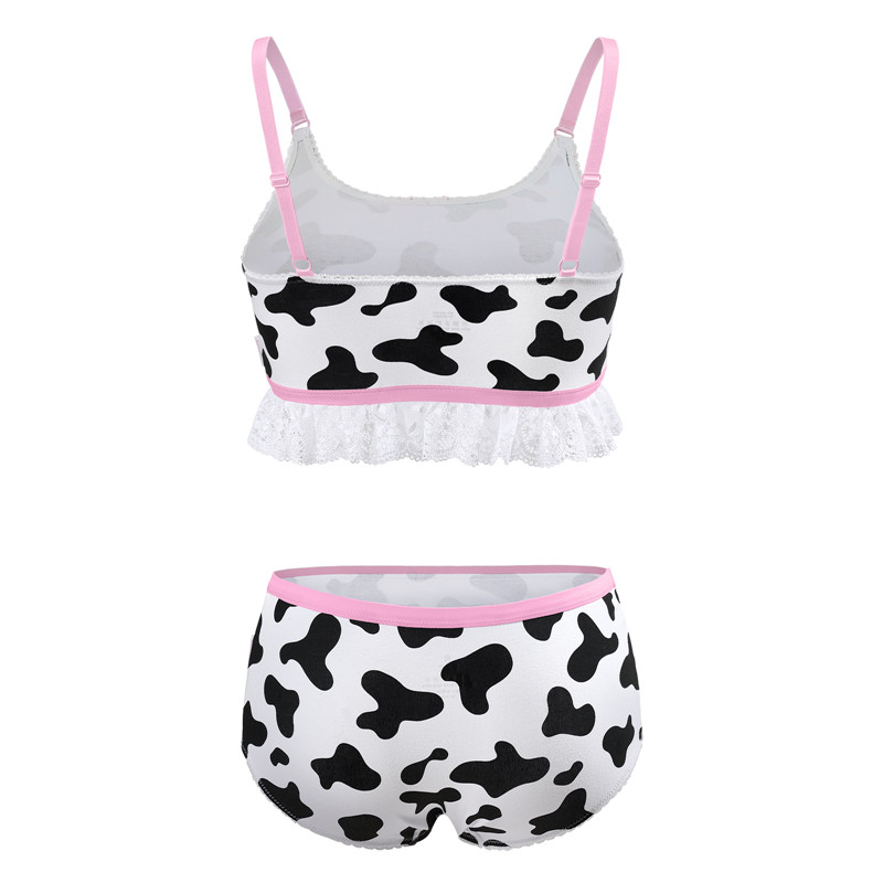 Milk Cow Print Bralette Set