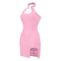 Vampy Collared Bodycon Mini Dress Pink